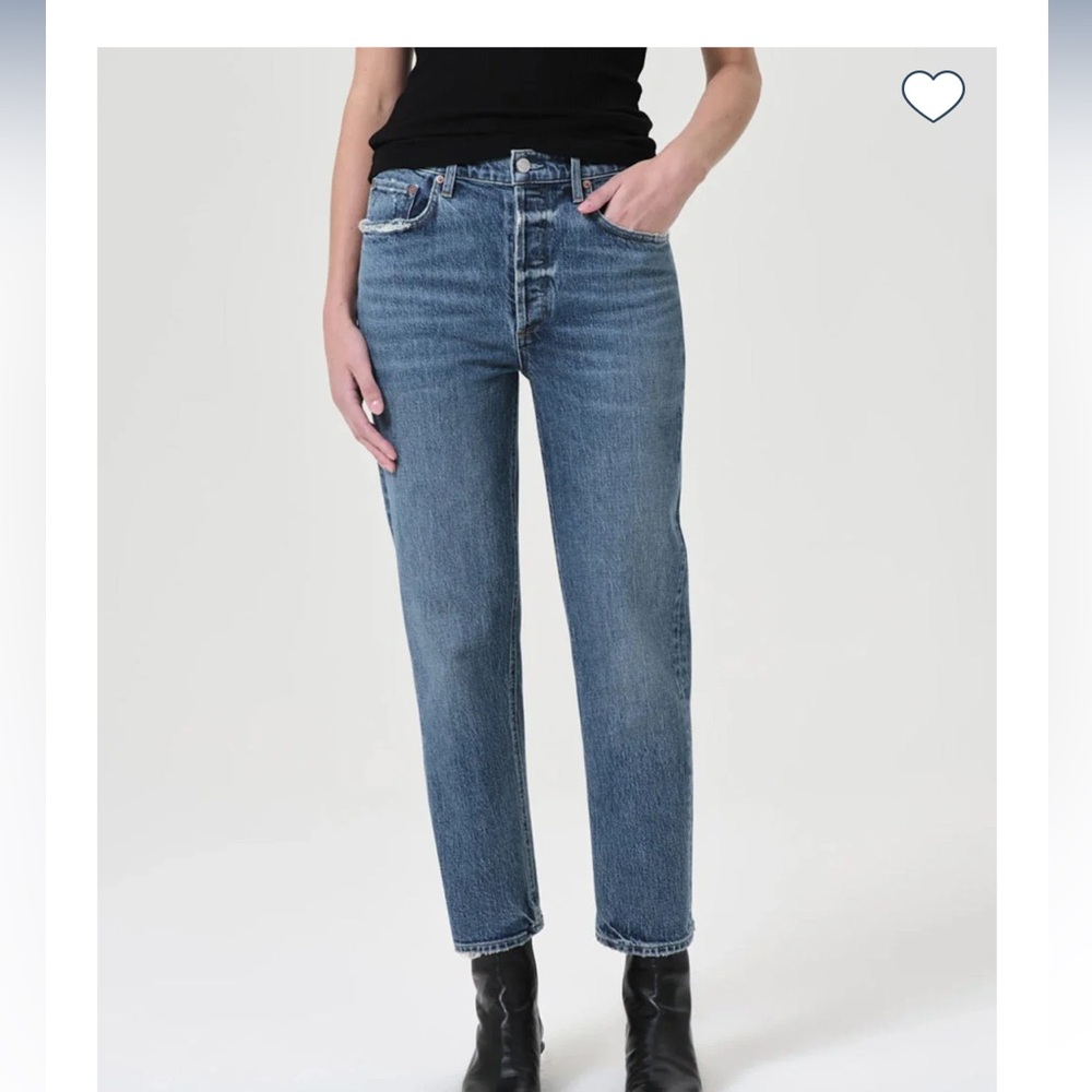 Agolde High-Rise Straight Leg Jeans in Medium Blue